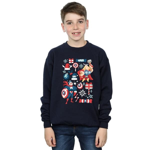 Marvel Pojkar - Thor och Captain America - Sweatshirt på juldagen