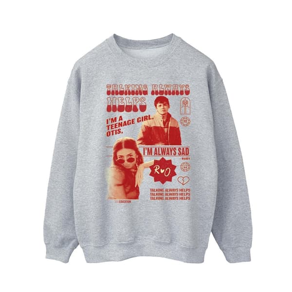 Netflix Mens Sex Education Otis Talking Helps Sweatshirt Sports Grey 5XL