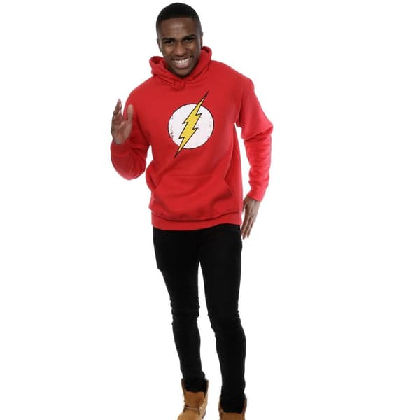 DC Comics Mens Flash Distressed Logo Hoodie