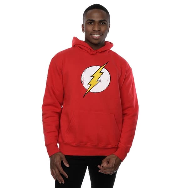 DC Comics Mens Flash Distressed Logo Hoodie