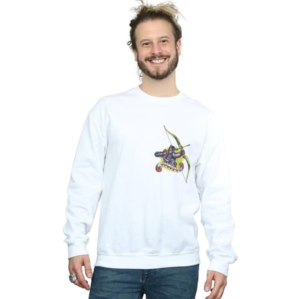 Marvel Mens Hawkeye Tattoo Breast Print Sweatshirt