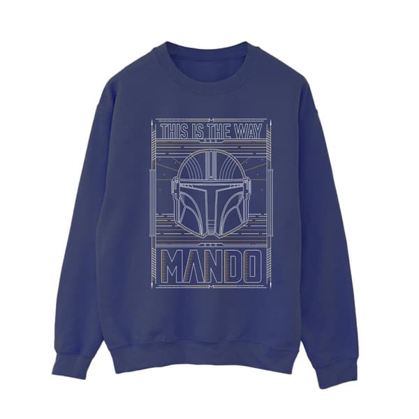 Star Wars Dam/Tjej The Mandalorian The Way Outline Helm Sweatshirt