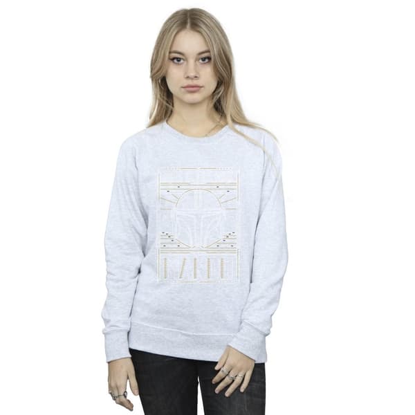 Star Wars Dam/Tjej The Mandalorian The Way Outline Helm Sweatshirt
