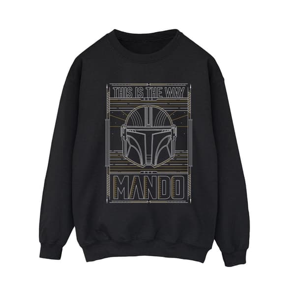 Star Wars Dam/Tjej The Mandalorian The Way Outline Helm Sweatshirt