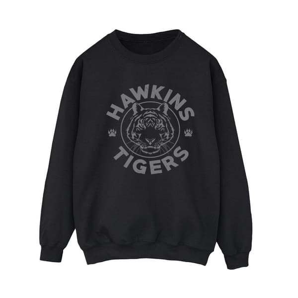 Netflix Dam/Tjej Stranger Things Hawkins Grå Tiger Sweatshirt Black M