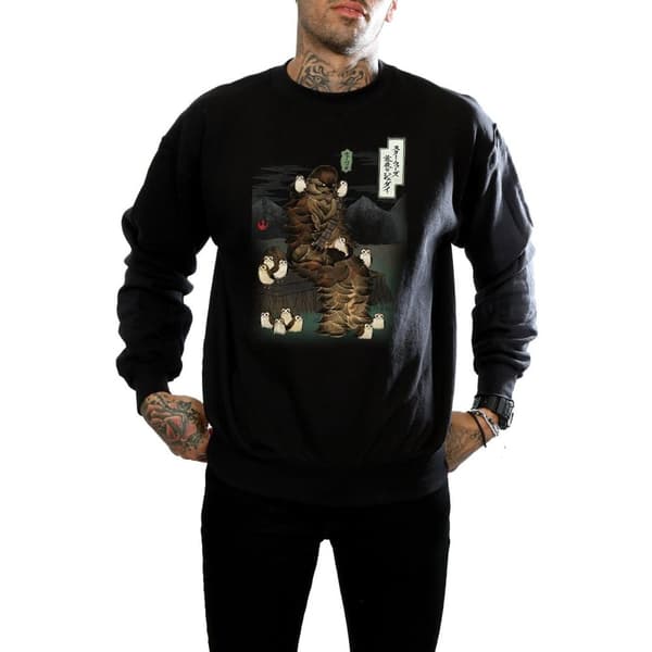 Star Wars Mens The Last Jedi Japanese Chewbacca Porgs Sweatshirt