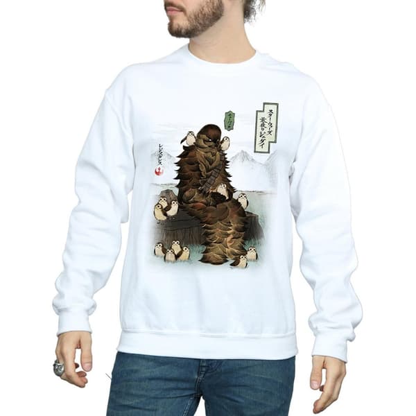 Star Wars Mens The Last Jedi Japanese Chewbacca Porgs Sweatshirt