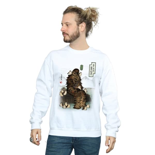 Star Wars Mens The Last Jedi Japanese Chewbacca Porgs Sweatshirt