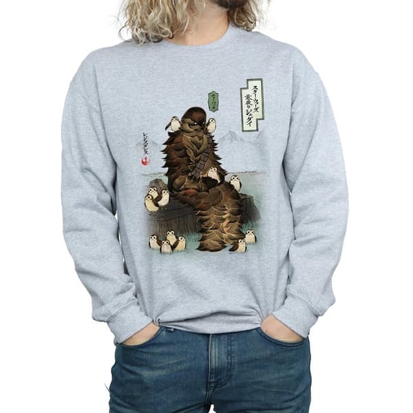 Star Wars Mens The Last Jedi Japanese Chewbacca Porgs Sweatshirt