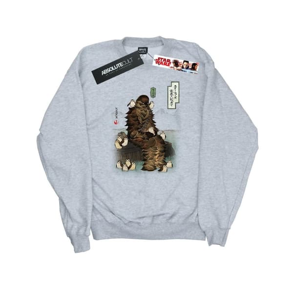 Star Wars Mens The Last Jedi Japanese Chewbacca Porgs Sweatshirt