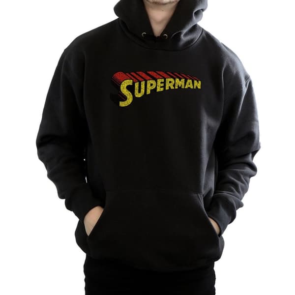 DC Comics Mens Superman Telescopic Crackle Logo Hoodie
