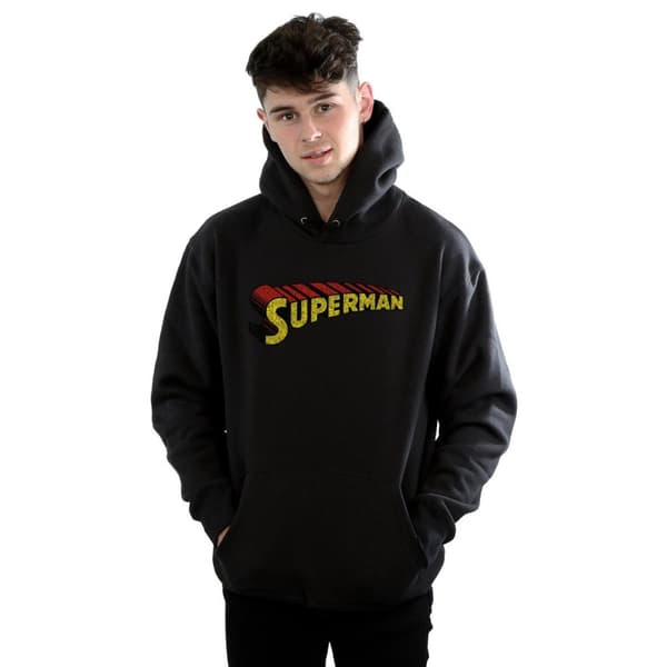 DC Comics Mens Superman Telescopic Crackle Logo Hoodie