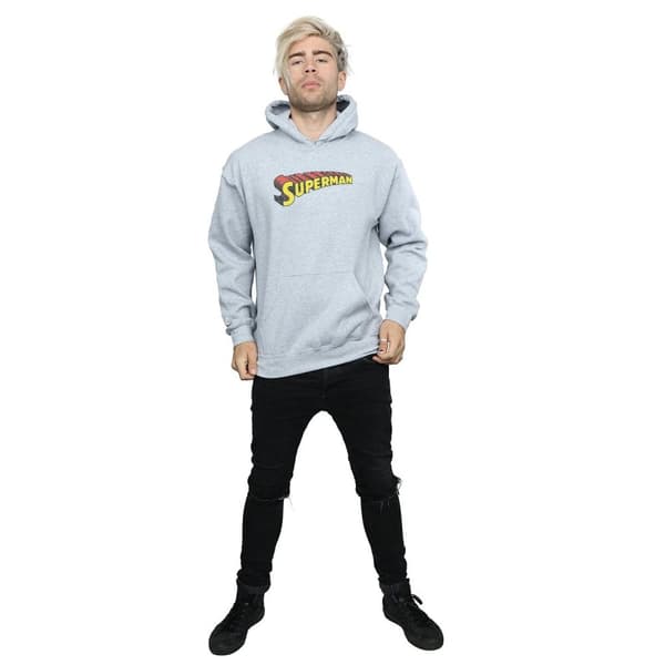 DC Comics Mens Superman Telescopic Crackle Logo Hoodie