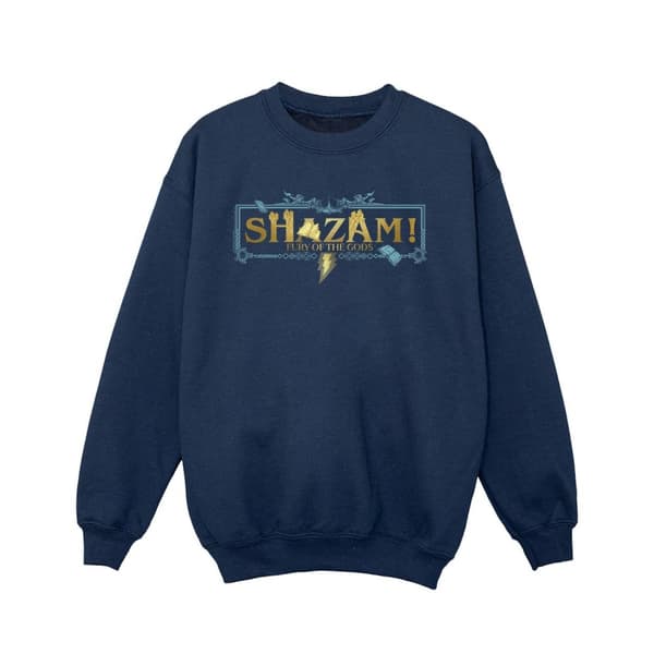 DC Comics Girls Shazam Fury Of The Gods Sweatshirt med gyllene logotyp