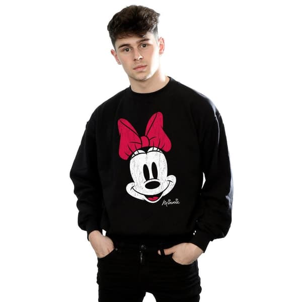 Disney Mens Minnie Mouse Distressed Face Sweatshirt