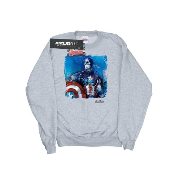 Marvel Boys Captain America Art Sweatshirt Sports Grey 12-13 Years