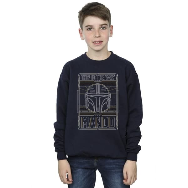Star Wars Boys The Mandalorian The Way Outline Helm Sweatshirt