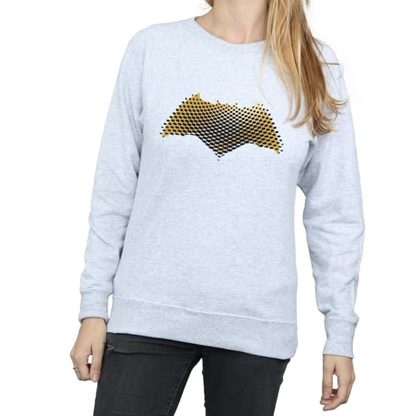 DC Comics Dam/Tjej Justice League Movie Batman Logo Texturerad Sweatshirt