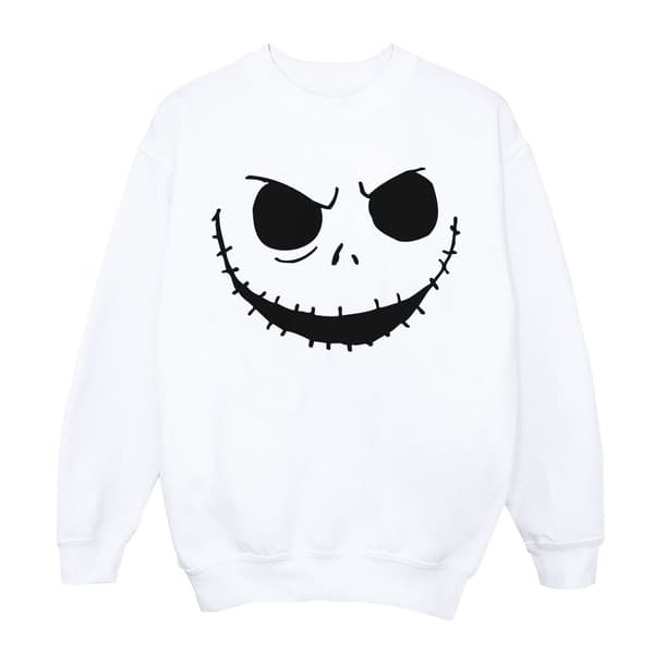 Disney Mens Nightmare Before Christmas Jack´s Face Bold Sweatshirt White 5XL