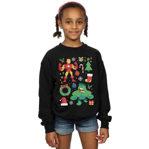 Marvel Girls Iron Man And Hulk Christmas Day Sweatshirt