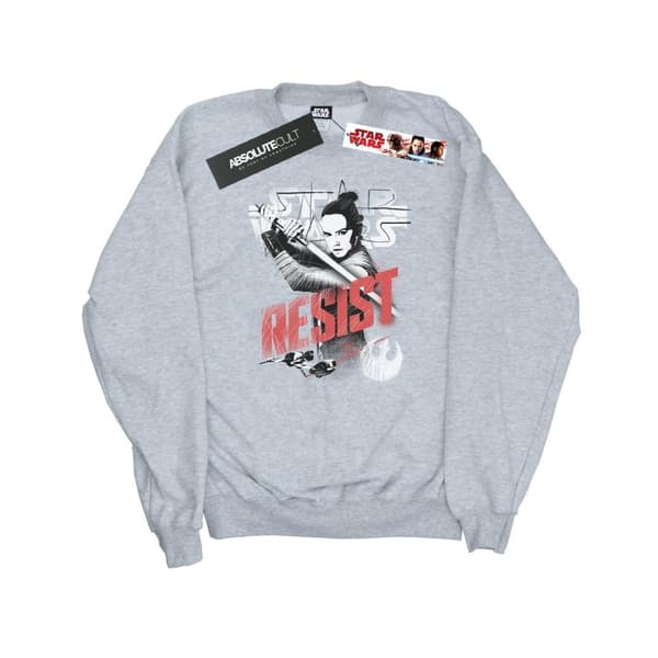 Star Wars Mens The Last Jedi Rey Resist Sweatshirt Sports Grey 3XL