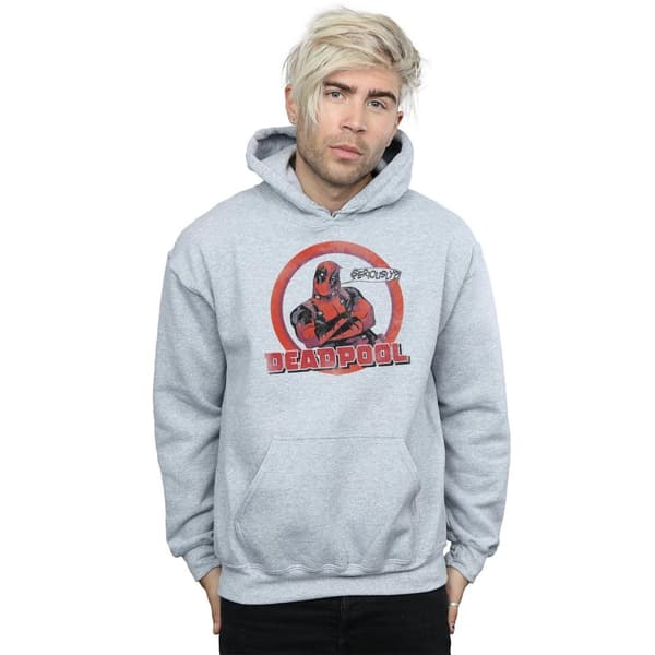 Marvel Mens Deadpool Seriously Speech Bubble Hoodie