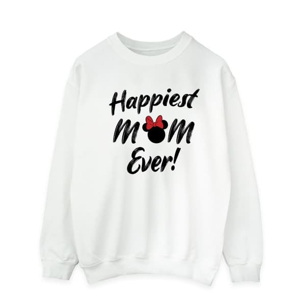Disney Mens Minnie Mouse Happiest Mom Ever Sweatshirt White S