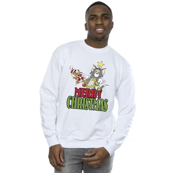 Tom And Jerry Mens Merry Christmas Baubles Sweatshirt