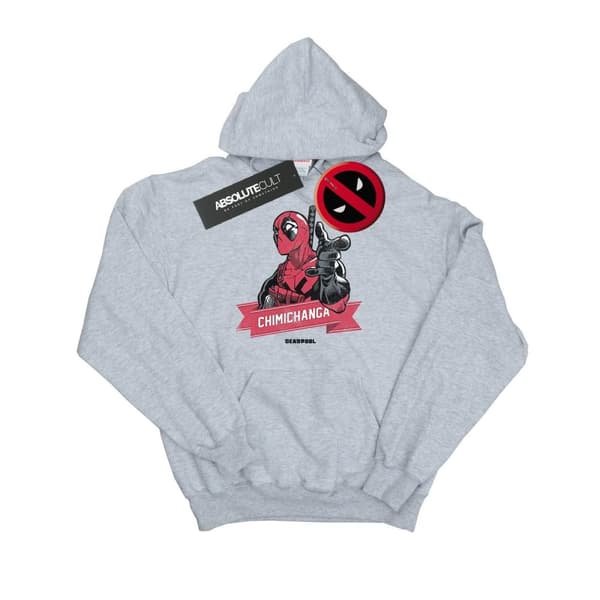 Marvel Mens Deadpool Chimichanga Finger Hoodie Sports Grey L