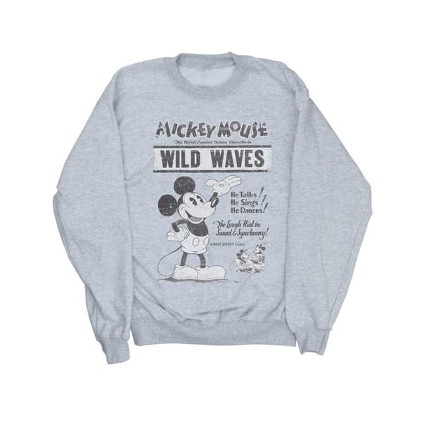 Disney Mens Mickey Mouse Making Waves Sweatshirt Sports Grey XL