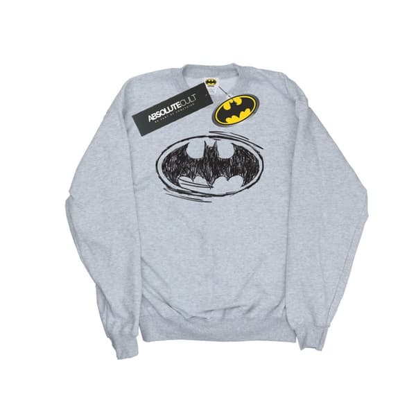 DC Comics Girls Batman Sketch Logo Sweatshirt Sports Grey 9-11 Years