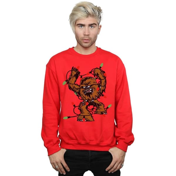Star Wars Mens Chewbacca Christmas Fairy Lights Sweatshirt