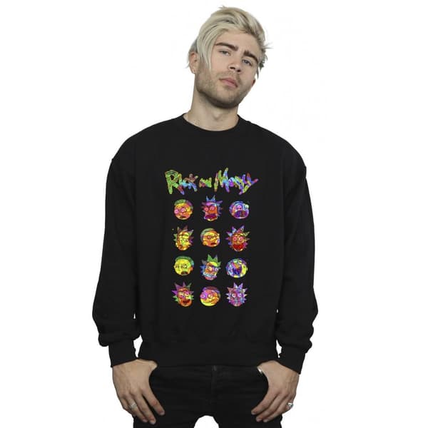 Rick And Morty Mens Tie Dye Faces Sweatshirt