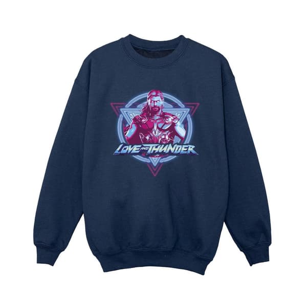 Marvel Boys Thor Love And Thunder Neon Badge Sweatshirt