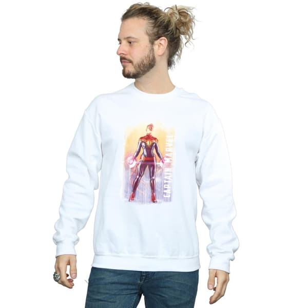 Marvel Mens Captain Marvel Watercolour Sweatshirt