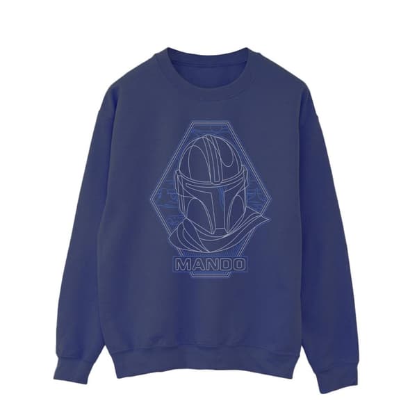 Star Wars Mens The Mandalorian Outline Helm Diamond Sweatshirt