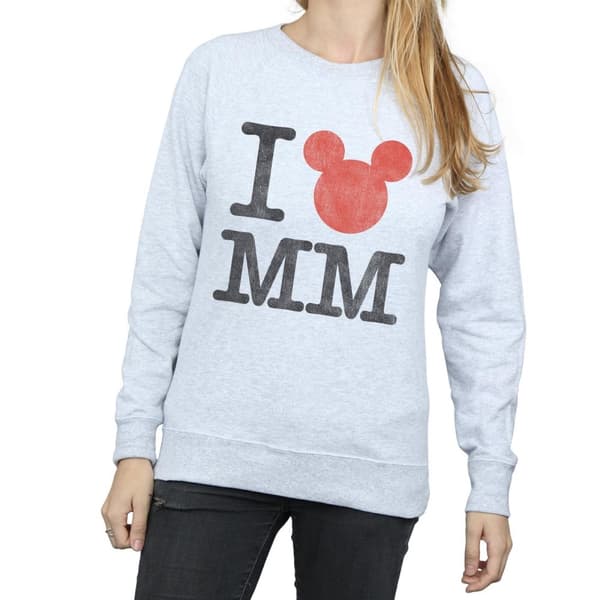 Disney Womens/Ladies Mickey Mouse I Love Mickey Sweatshirt