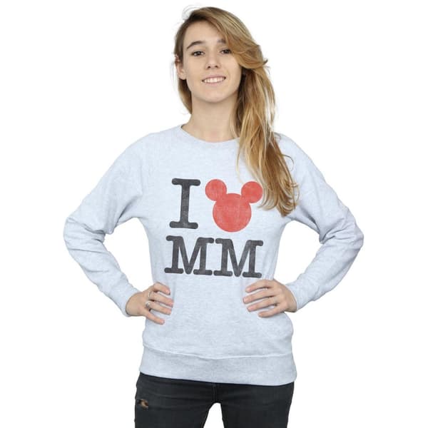 Disney Womens/Ladies Mickey Mouse I Love Mickey Sweatshirt