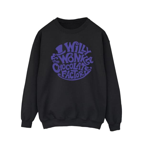 Willy Wonka & The Chocolate Factory Mens Typed Logo Sweatshirt Black S
