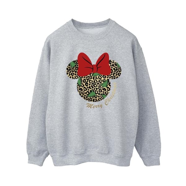 Disney Womens/Ladies Minnie Mouse Leopard Christmas Sweatshirt