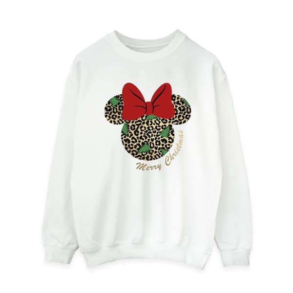 Disney Dam/kvinnor Minnie Mouse Leopard Christmas Sweatshirt
