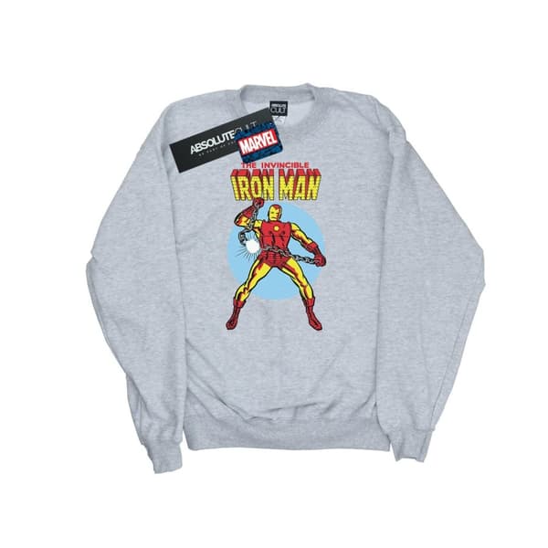 Marvel Girls The Invincible Iron Man Sweatshirt Sports Grey 7-8 Years