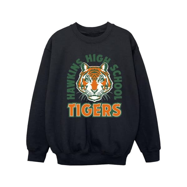 Netflix Girls Stranger Things Hawkins Arch Tiger Sweatshirt Black 9-11 Years