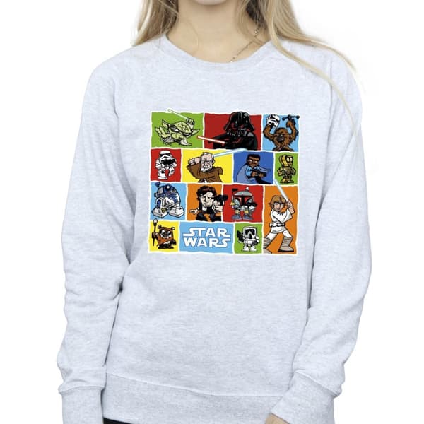 Star Wars Womens/Ladies Comic Drawing Montage Sweatshirt