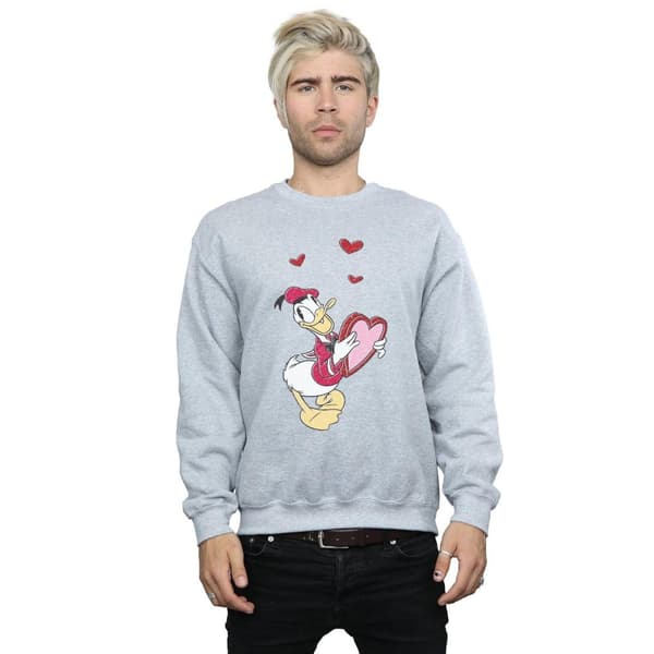 Disney Mens Donald Duck Love Heart Sweatshirt