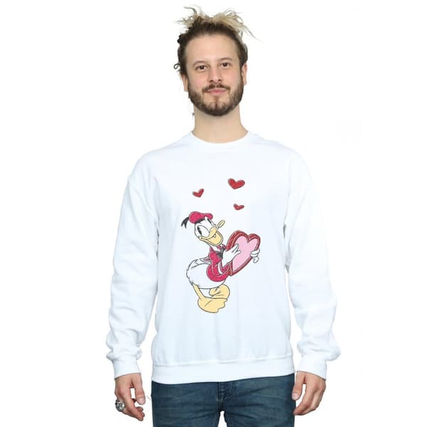 Disney Mens Donald Duck Love Heart Sweatshirt
