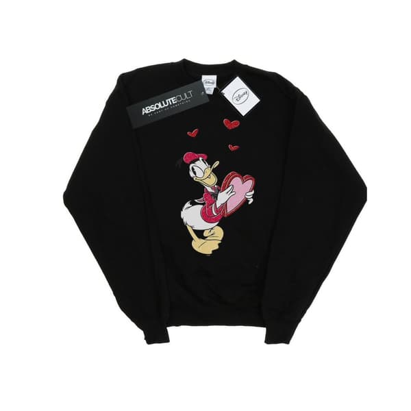Disney Mens Donald Duck Love Heart Sweatshirt Black XXL