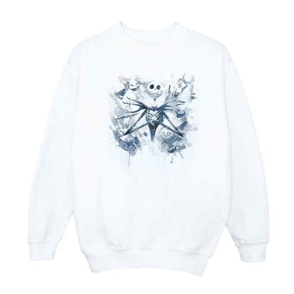 Disney Mens Nightmare Before Christmas Paint Spray Carers Sweatshirt White 3XL