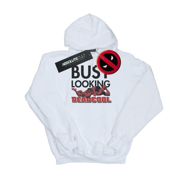 Marvel Mens Deadpool Busy Looking Deadcool Hoodie White XL