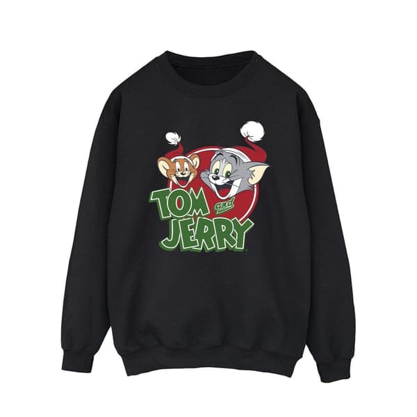 Tom And Jerry Mens Christmas Hat Logo Sweatshirt